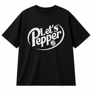 HAGBDH  Unisex Volleyball Let's Pepper Practice Distressed Design Round Neck Short Sleeve T-Shirt Women's Men Graphic Tee