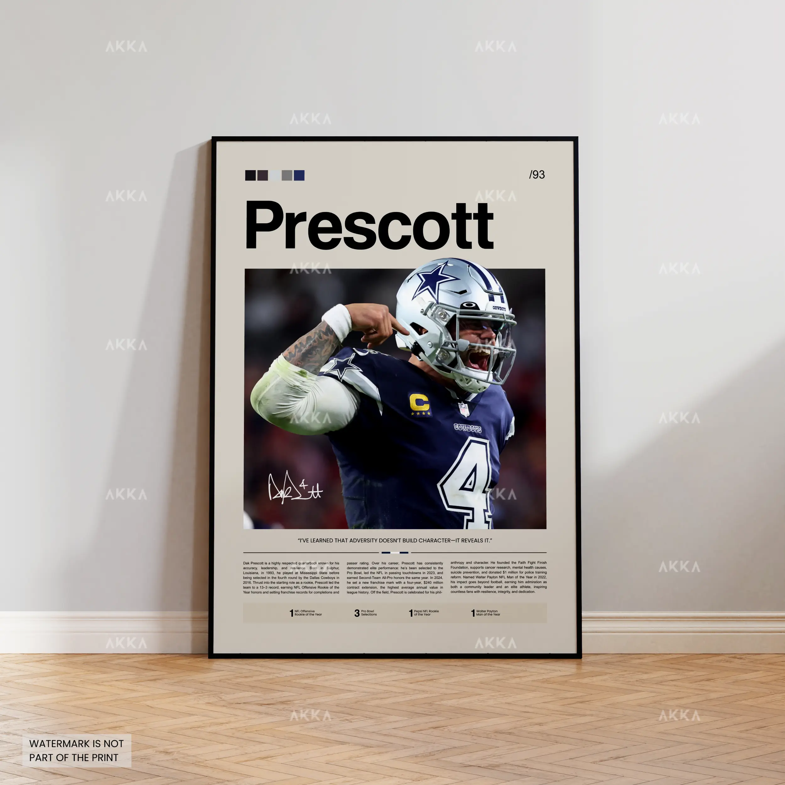 Dak Prescott Poster, Football Fan Gift For Fans