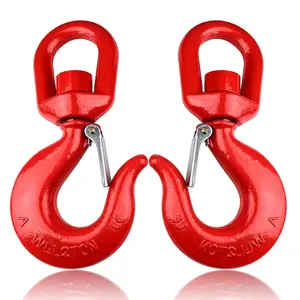 2 count 2 Ton Swivel Lifting Hook, Heavy Duty Crane Swivel Hook with Safety Latch, 4400 lbs Rotating Hoist Hooks Swivel Eye Sling Hook, Universal G80 Swivel Chain Hooks for Lifting Chains