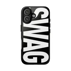 Black Swag Y2k Script Design Phone Case Double-Layer Themed Phone Case Protection, Shockproof, Anti-Drop, Anti-Fingerprint For IPhone 17-12, Pro Max, Pro Plus, and Samsung S25-22 Protection Safety