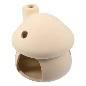 VOCOSTE Aquarium Decorations Hideaway Rock Cave, Ceramic Fish Tank Decoration Stone for Aquatic Pets to Breed Play Rest, Beige Yellow, 3.86x3.78x3.78 Inches