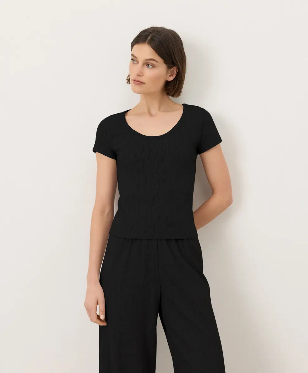 Women's Organic Pointelle Scoop Neck Tee