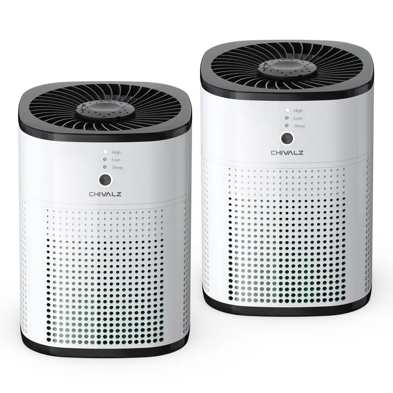 Chivalz 2-Pack HEPA Air Purifiers (110V) - Portable 3-in-1 Air Cleaner with 3-Speed Control, 2 Fan Speed, Oil Aroma Pad, Timer, 3in1 Dust+Smoke Remover, Quiet for Bedroom, Living Room Sleep Use
