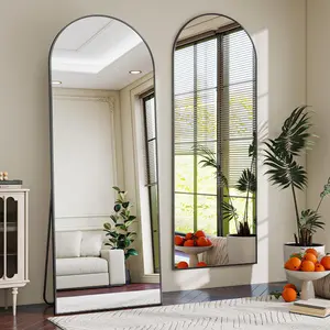 26"x72" Full Length Mirror with Stand, Floor Standing Aluminum Frame, Shatter-Proof Glass for Bedroom, Living Room, Cloakroom – Modern Simple Home Decor,Can Be Hanging or Leaning, Gold 71"x26" Full Length Mirror Full Body Floor Mirror Standing Hanging