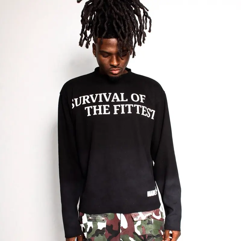Black “Survival of The Fittest” Long-sleeve Thermal