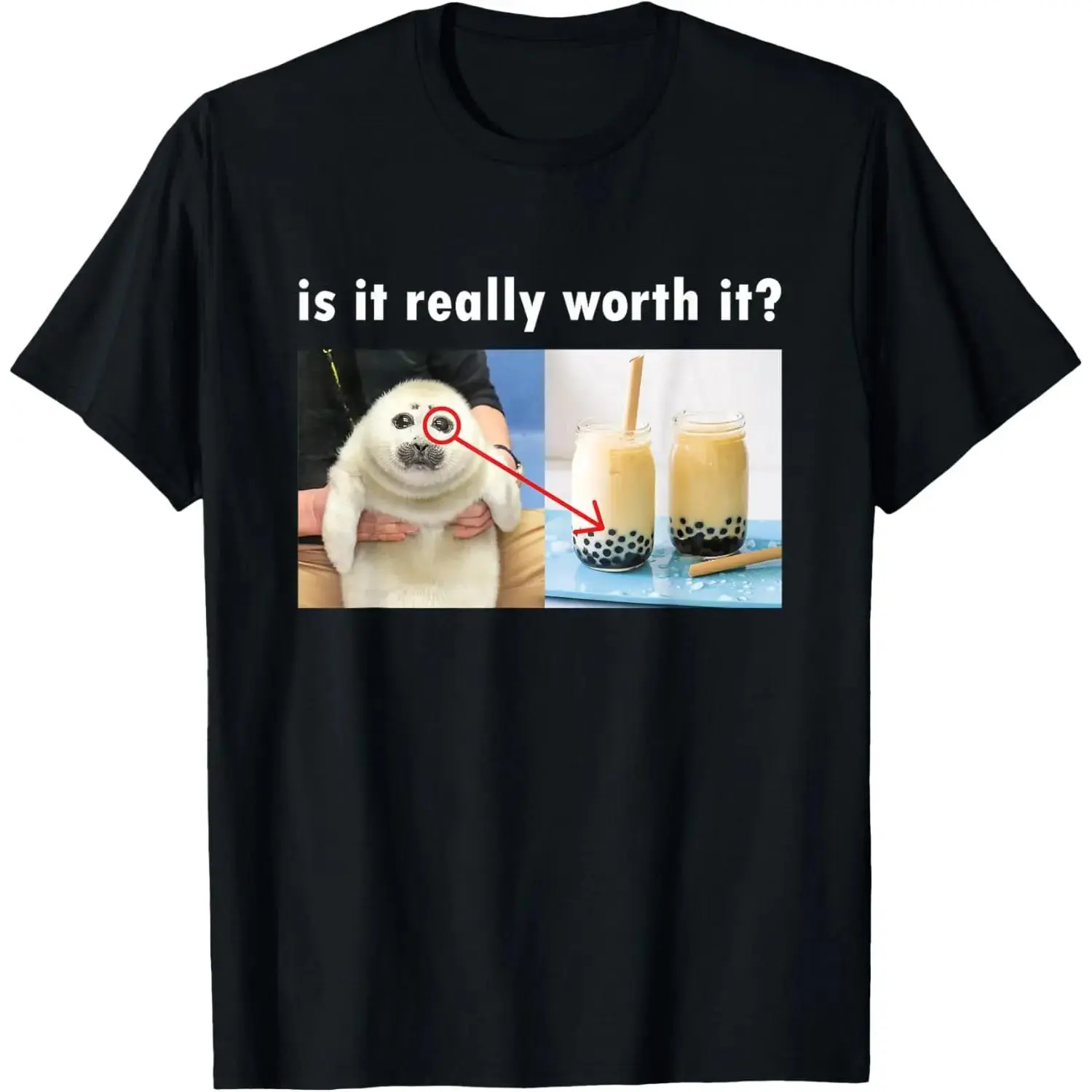 Vintage Style Graphic T-Shirt for Men & Women, Funny Seal Meme 100% Cotton Top, Casual Shortsleeve Round Neck