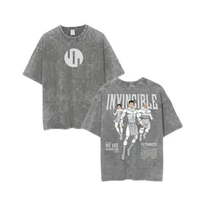 Invincible Viltrumites Vintage Washed Graphic Tee, Oversized Black Unisex T-Shirt "We Are Without End" Streetwear