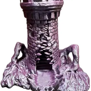 Mimic Dice Tower – 3D Printed Fantasy RPG Dice Roller with Purple Finish and Unique Design Elements
