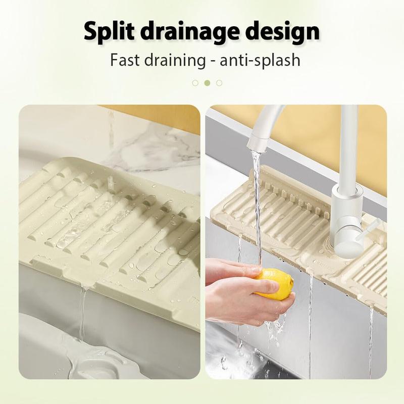 Silicone Draining Mat for Kitchen Sink, Splash Guard Kitchen Splash Guard for Sink Silicone Sink Faucet Mat, Faucet Absorbent Sink Protectors Mat Kitchen Faucet Mat for Kitchen Sink