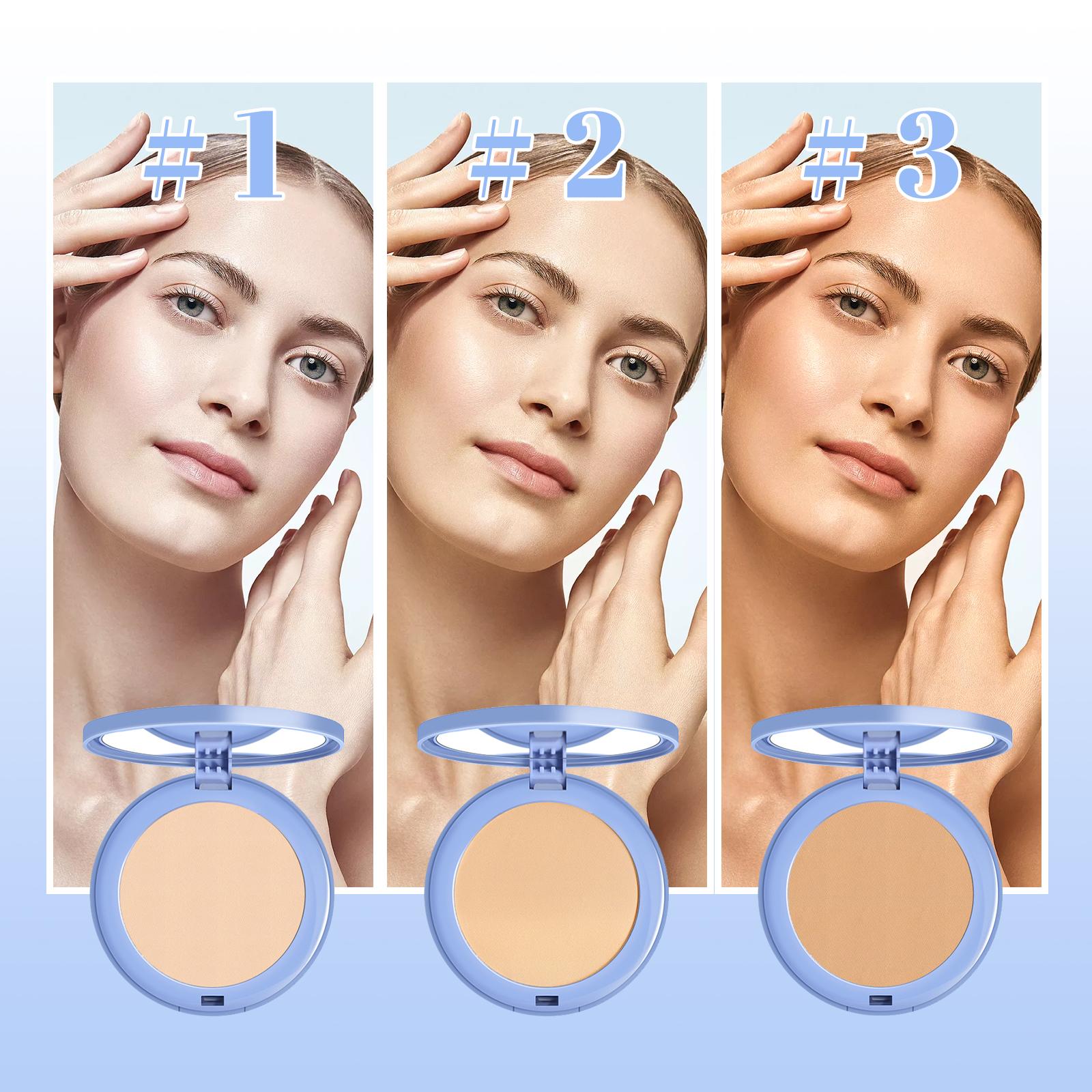 OUHOE Soft Compact Powder Summer Oil Control Flawless Makeup Setting Powder Lightweight With Powder Puff Delivers Matte Even Complexion Cosmeti