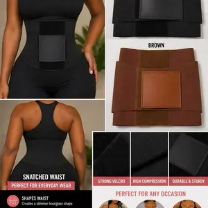 Snatch Waist Trainer High Compression Tummy Control Belt Black & Brown Strong Velcro Durable Sturdy Perfect for Everyday Wear
