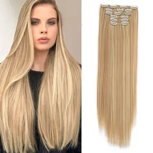 24Inch 6PCS Synthetic Hair Extensions for Women & Girls, Long, Straight, Soft Hairpieces, 145g for Added Volume and Length, 2025 Trendy Style for Daily Wear & Parties, Easy to Apply & Beginner-Friendly Hair Extensions, Gift Ideas for Christmas