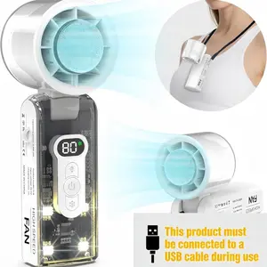 Portable handheld small fan, high-speed folding cooling fan, LED digital display small fan,strong wind power，suitable for home, office, outdoor camping.