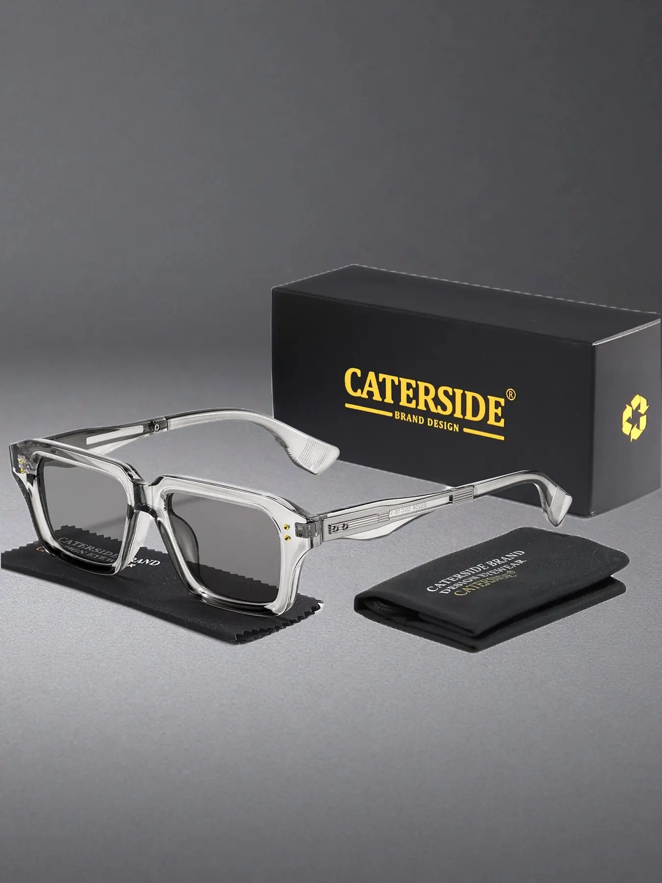 CATERSIDE One Pair With Packaging Versatile Elegant Square Metal Accents Glasses Unisex Road Trip Cycling Beach Scene Photography Prop Decoration Gift