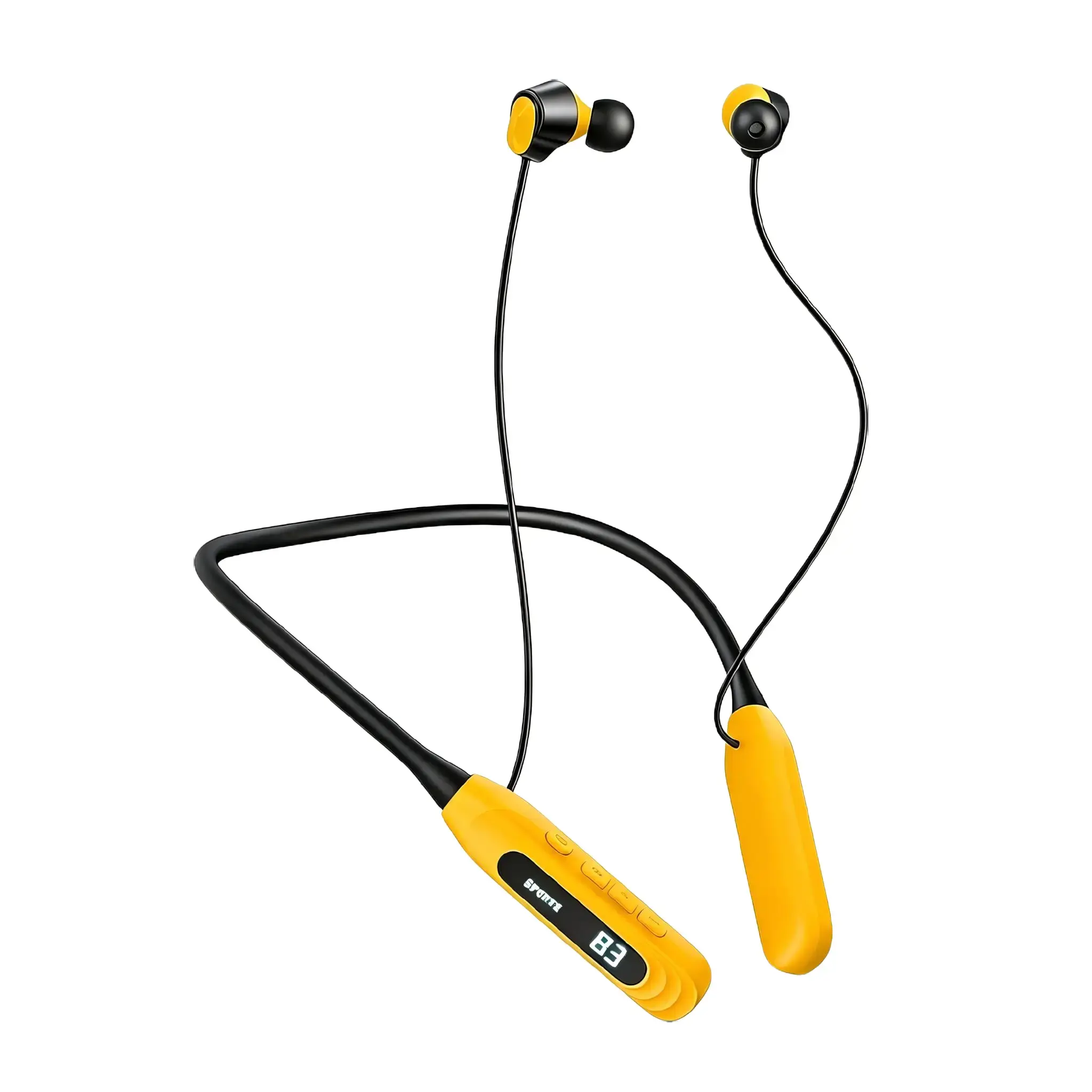 I58 Neckband Sports Bluetooth Headphones, Cable Management Design Wireless Earbuds with LED Battery Display, Sweatproof Running Workout Bluetooth Earphones