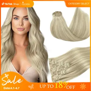 Doores 100g Seamless Clip In Hair Extensions Remy Human Hair Extensions Natural Straight Beginner Friendly Comfortable- Skin Weft PU Clip in Hair Extensions