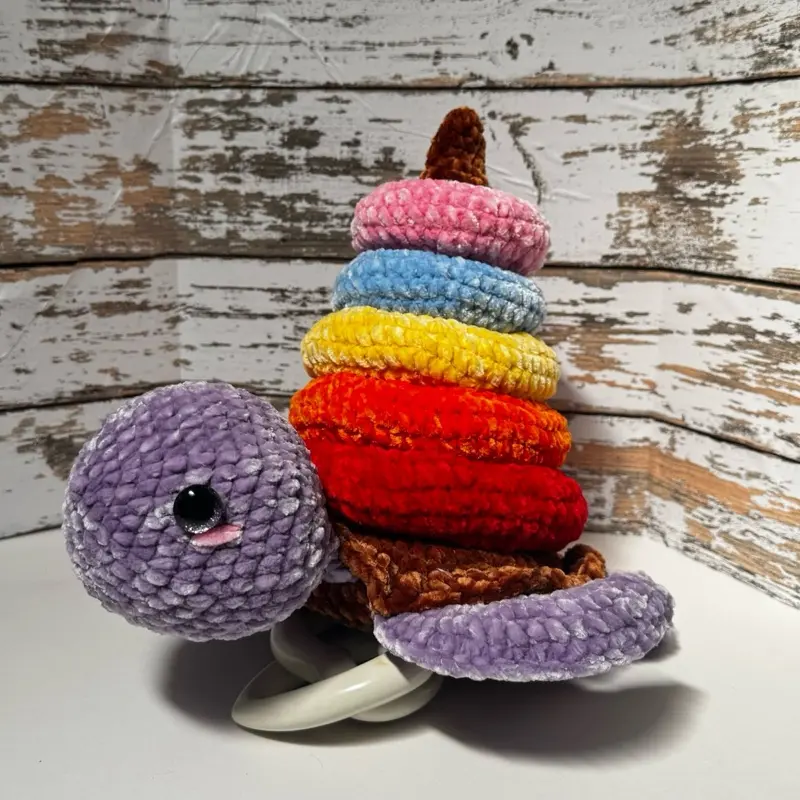 Handmade Crochet Turtle Plushie Interactive Toddler toy