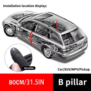 Car Door Seal Strip - 2PCS B-Pillar Weather Stripping, EPDM Rubber Gasket for Soundproofing Dustproof Noise Reduction, Universal Fit Cars Trucks SUVs, Roof Trim on Car, Roof Trim