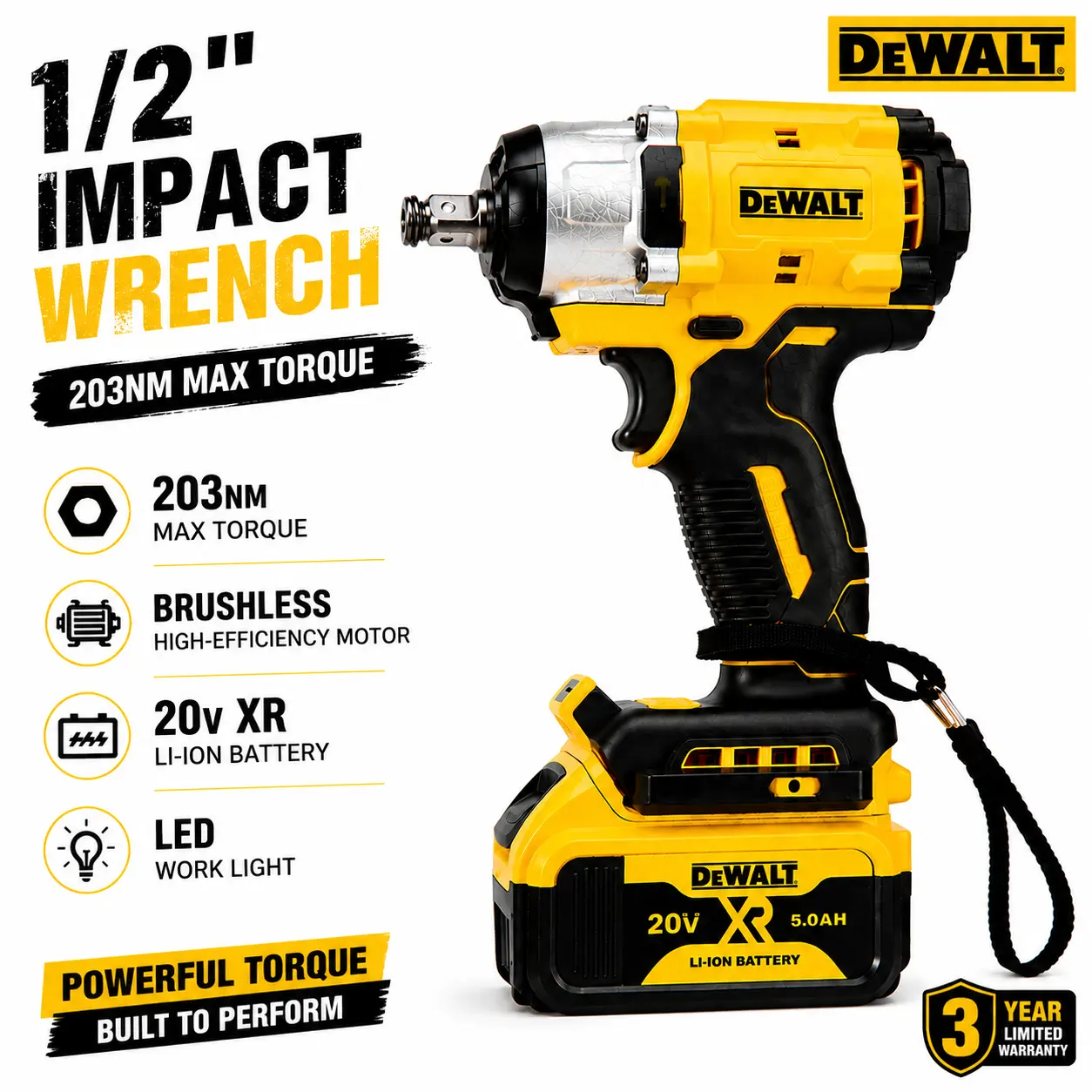 DEWALT Cordless Power Ratchet Wrench Set, Electric Tool with Rechargeable Battery & Charger, Durable Metal Head, Compact Fastening Tool for Mechanics/DIYers, Auto Repair Nuts/Bolts Tasks