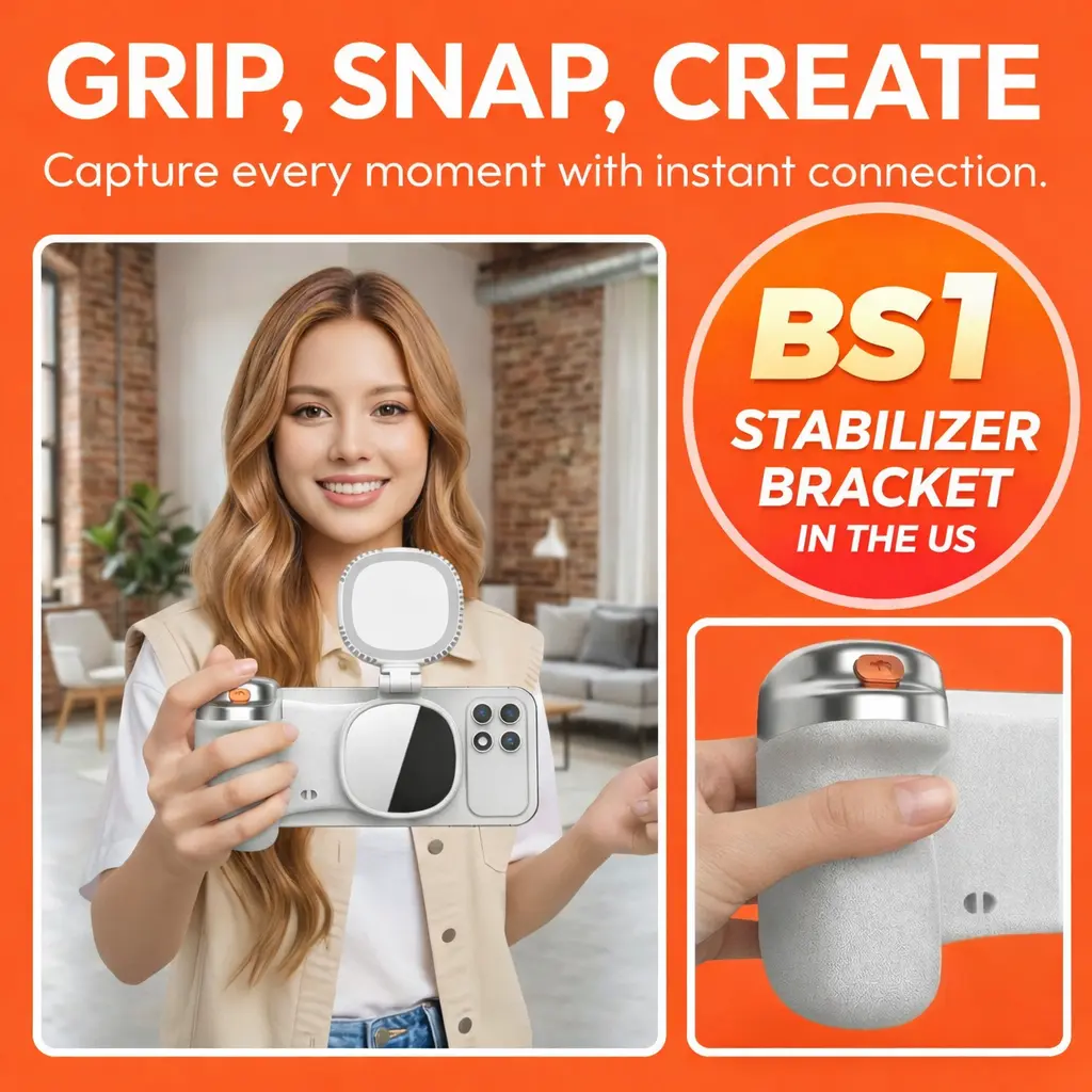 Magnetic Smartphone Camera Grip with Bluetooth Wireless Shutter - DSLR-Style Ergonomic Handheld Handle, 1/4” Mount for iPhone & Android, Ideal for Vlogging & Stable Recording (Camera Accessories)