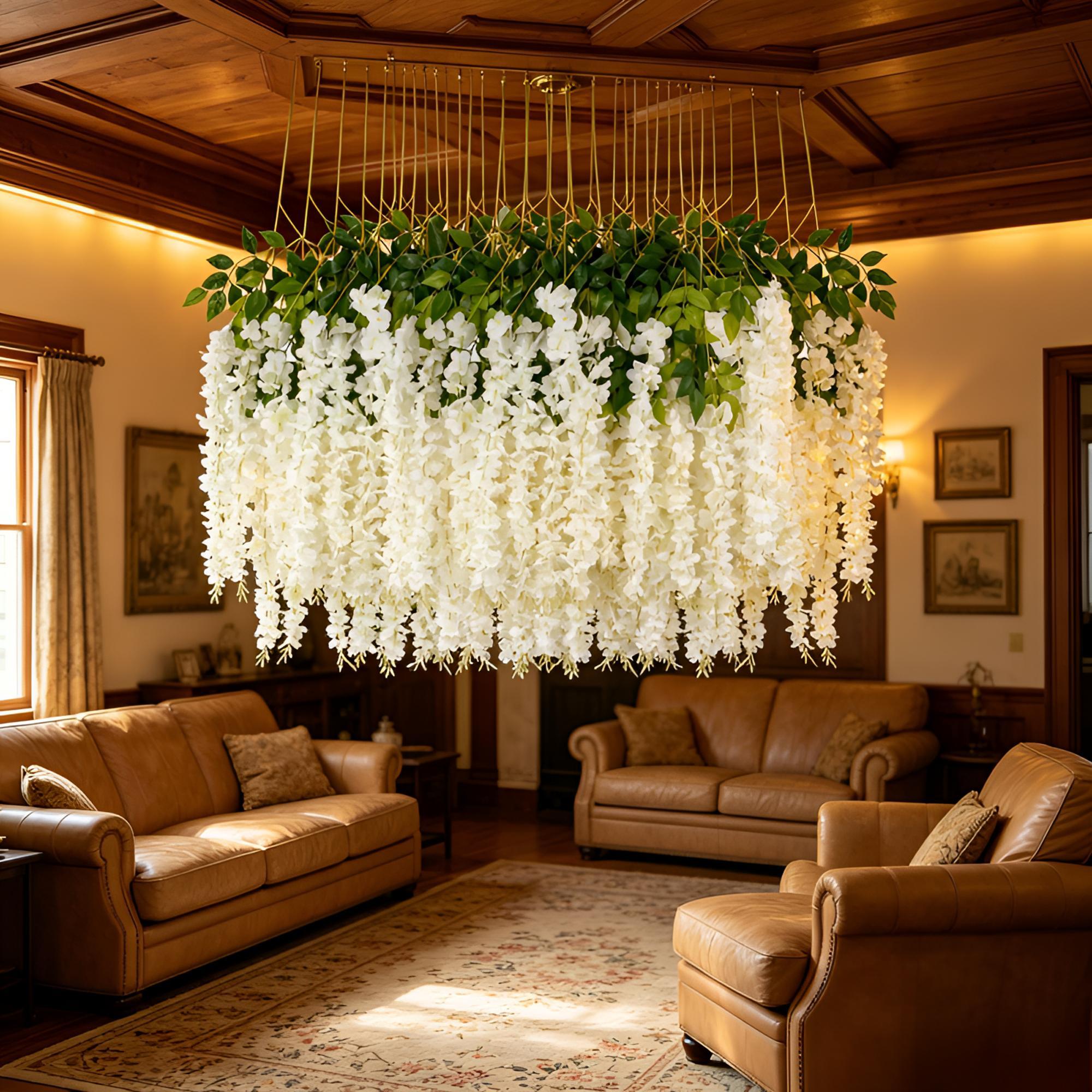 Artificial Vines Artificial Wisteria Flowers 12Pcs 43.3 Inch/Piece Dense Fake Wisteria Vine Ratta Hanging Garland Silk Flowers String for Decorative Home Party Wedding Garden Decorations Artificial Flowers For Outside Artificial Vines Artificial Wisteria Flowers 12Pcs 43.3 Inch/Piece Dense Fake Wisteria Vine Ratta Hanging Garland Silk Flowers String for Decorative Home Party Wedding Garden Decorations Artificial Flowers For Outside