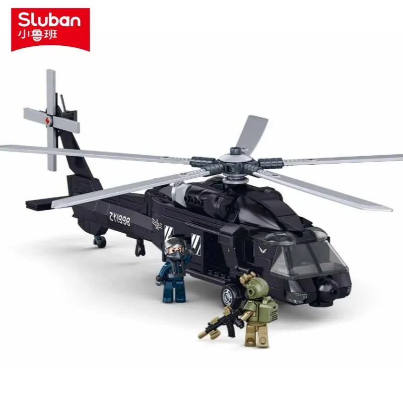 382PCS Military Z-20 Tactical Helicopter Quadcopter Model Building Blocks Set, Educational Training Toy for 8-10 Years Old Children, CCC & CE Certified General Purpose Toy Vehicle, Construction