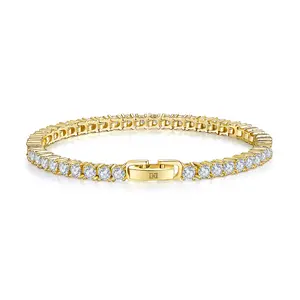 MINDDHA 3mm 14K Gold/White Gold Plated Cubic Zirconia Tennis Bracelet for Women Hypoallergenic 6-8 Inch Gift Jewelry