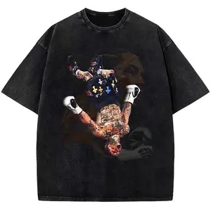 Gervonta Tank Davis Flip Vintage Graphic Tee World Champion Boxing Washed Cotton Unisex Oversized Crewneck Short Sleeve Top Retro Sports Streetwear Casual Fashion Apparel for Daily Workout Party Concert Holiday Everyday Wear