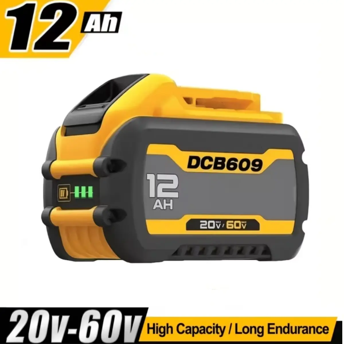 1-Pack 12.0Ah Replacement for Dewalt 20V/60V MAX Battery High Capacity Lithium-ion Battery Compatible with Dewalt DCB606 DCB609 DCB612 DCB200 DCB206 DCB207 Cordless Power Tools