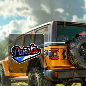 Puerto Rico Pride Car Sticker - Waterproof, Ultraviolet-resistant American Flag and "Puerto Rico" Design, Suitable for Cars, Laptops, Helmets, Motorcycles, Toolboxes, Refrigerators, Bicycles, Motorcycle Accessories | Nationalist Themes | Durable Vini