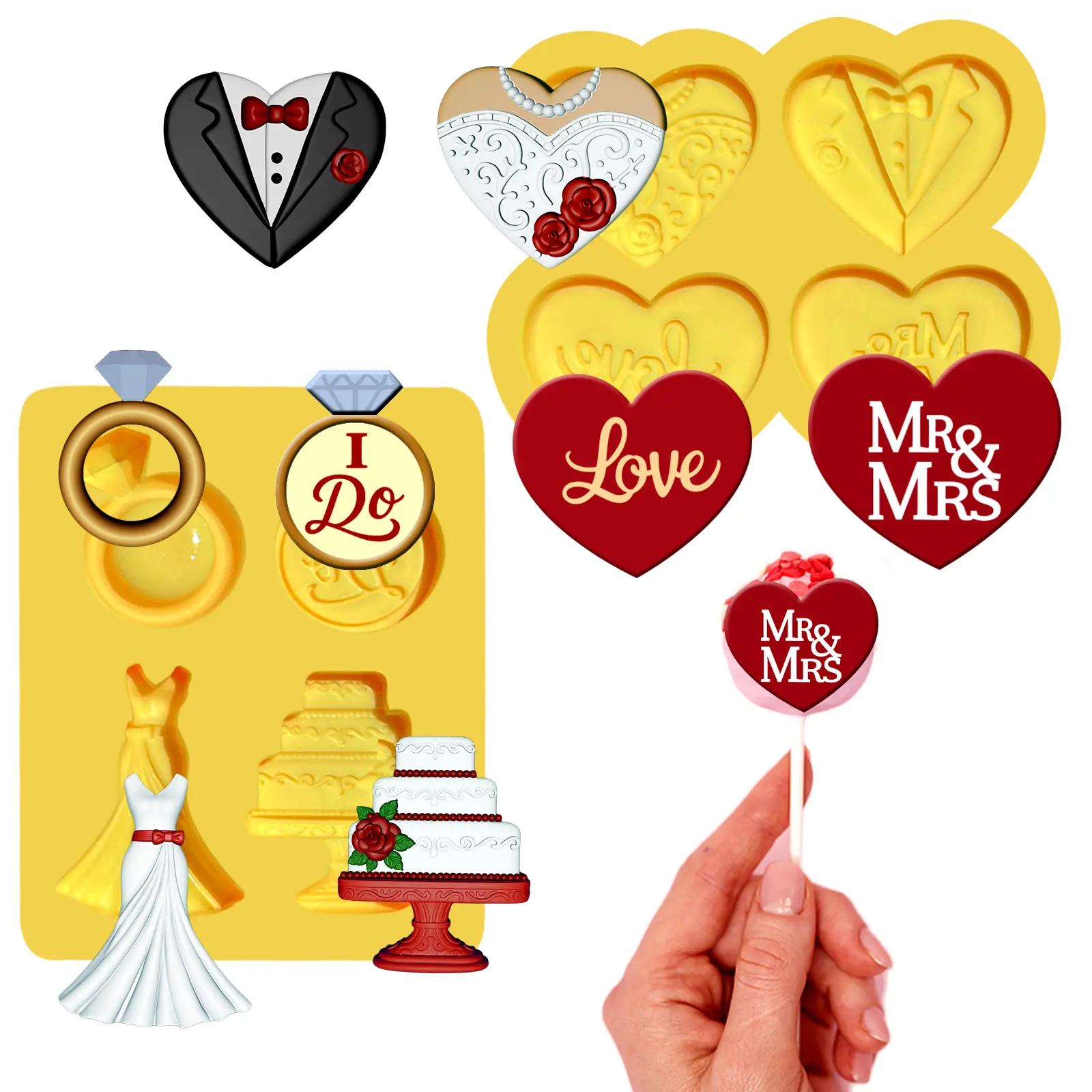 Mini wedding set silicon mold