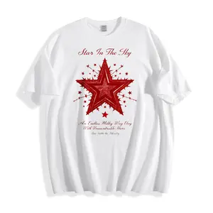 Casual Style Unisex T-Shirt Star In The Sky Design With Red Star And Inspirational Text Perfect For Everyday Wear And Gift For Friends Or Family