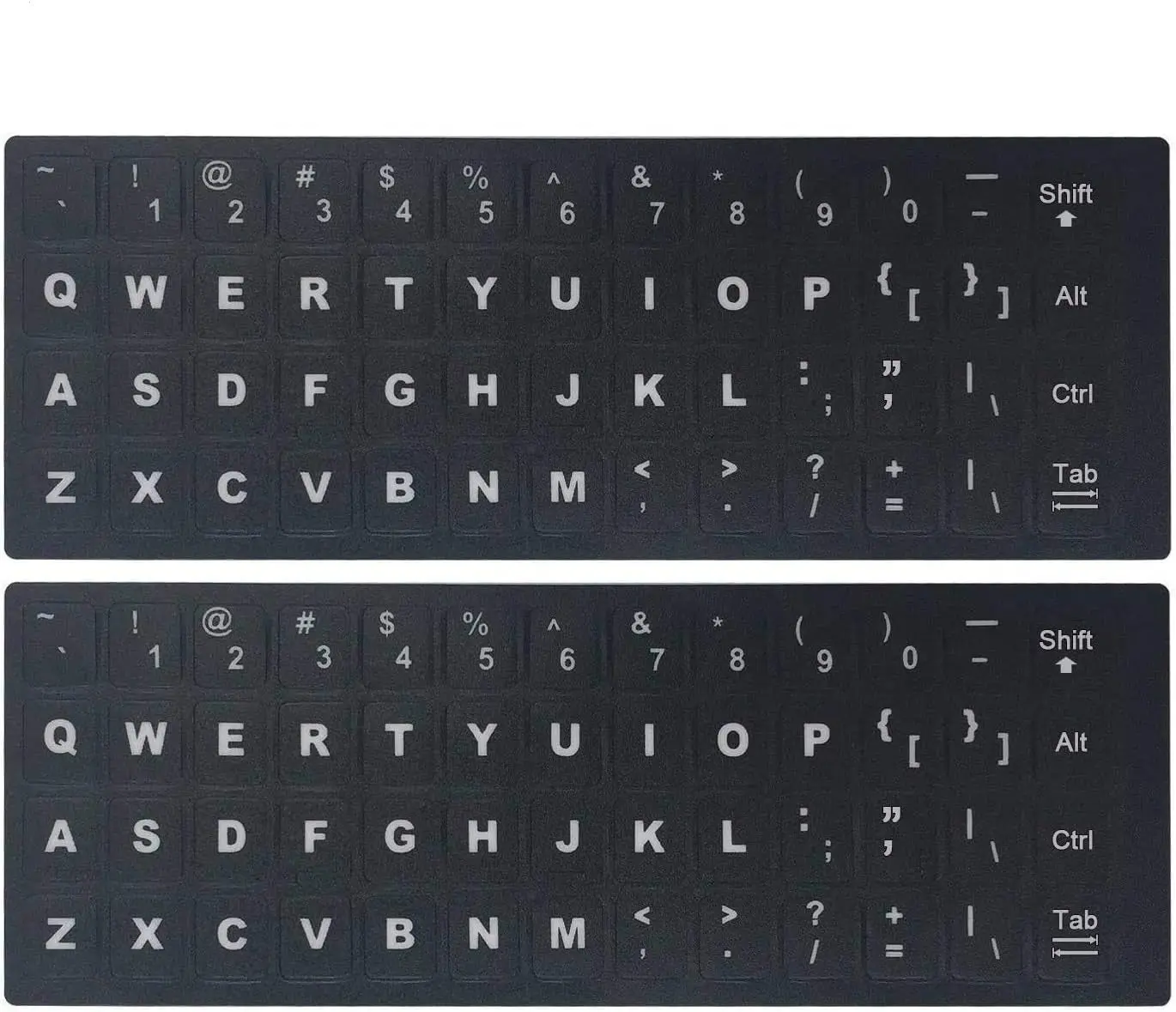 2PCS Universal English Keyboard Stickers, Matte Replacement English Keyboard Stickers with White Font on Black Background for Laptops and Desktops, Keyboard Alphabet Stickers