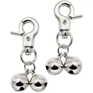 Bells for Dog Collars - 2 Pack Stainless Steel Bell Necklace for Dogs & Cat - Pet Pendant Accessories Training Collar Charm with Heavy Duty Snap Clips, Silver Christmas Gift