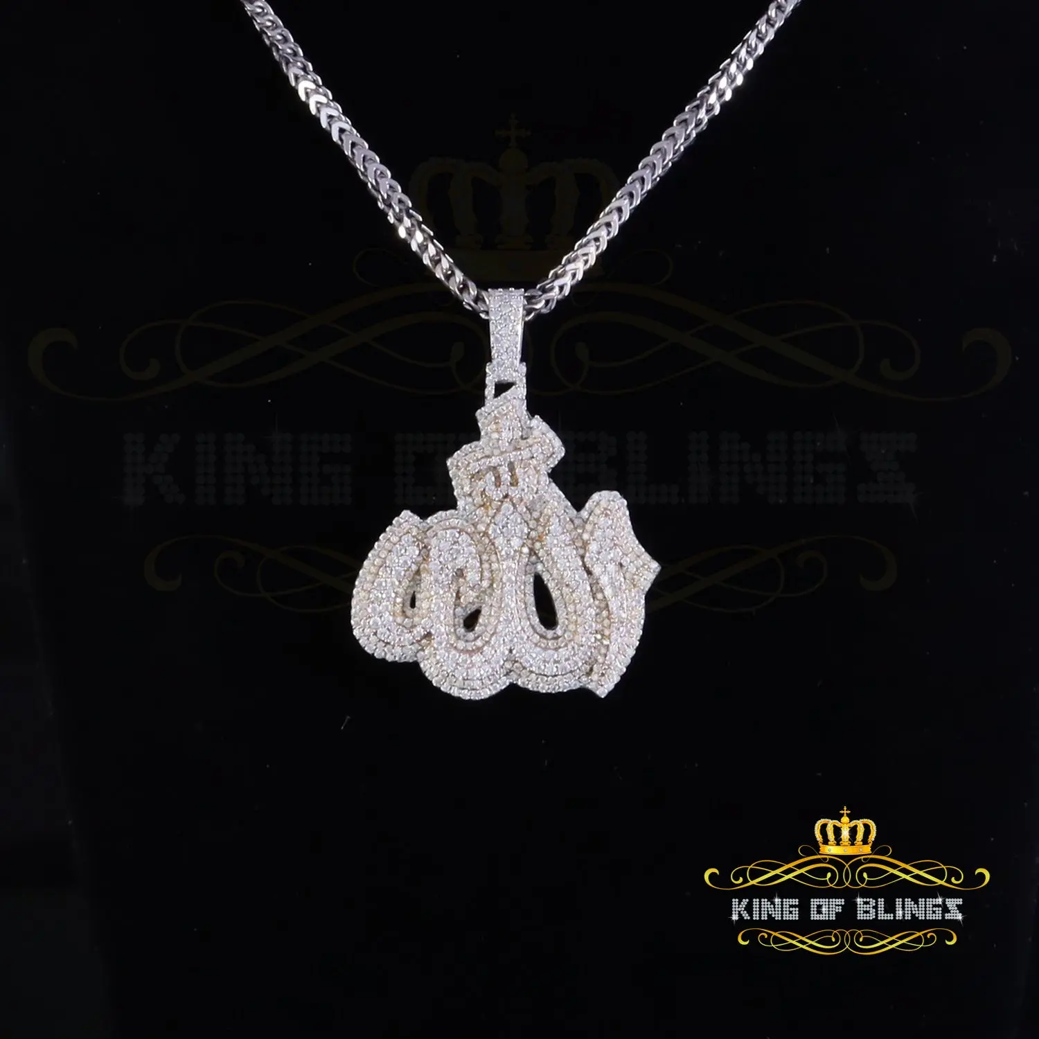 King Of Bling's 925 Silver Moissanite Allah White 4.00ct VVS 'D Religious Men & Women Pendant