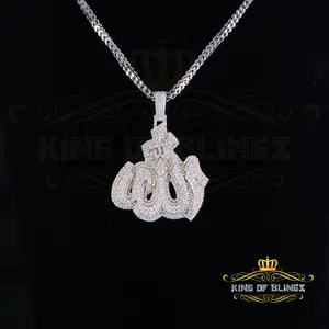 King Of Bling's 925 Silver Moissanite Allah White 4.00ct VVS 'D Religious Men & Women Pendant
