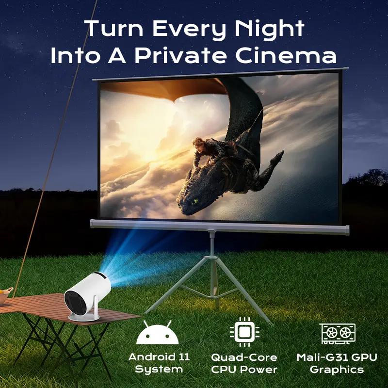 Mini HY300Pro+ Projector Android 14 290ANSI Lumens 8K Decoding Built-in Speaker Allwinner H726 with 5.8G&2.4G WiFi 6 & BT 5.4 720P Full HD for Audio Bluetooth Mini Portable Outdoor Gaming Home Theater