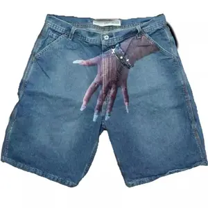 2025 hip-hop style printed denim men's street fashion casual shorts jeans