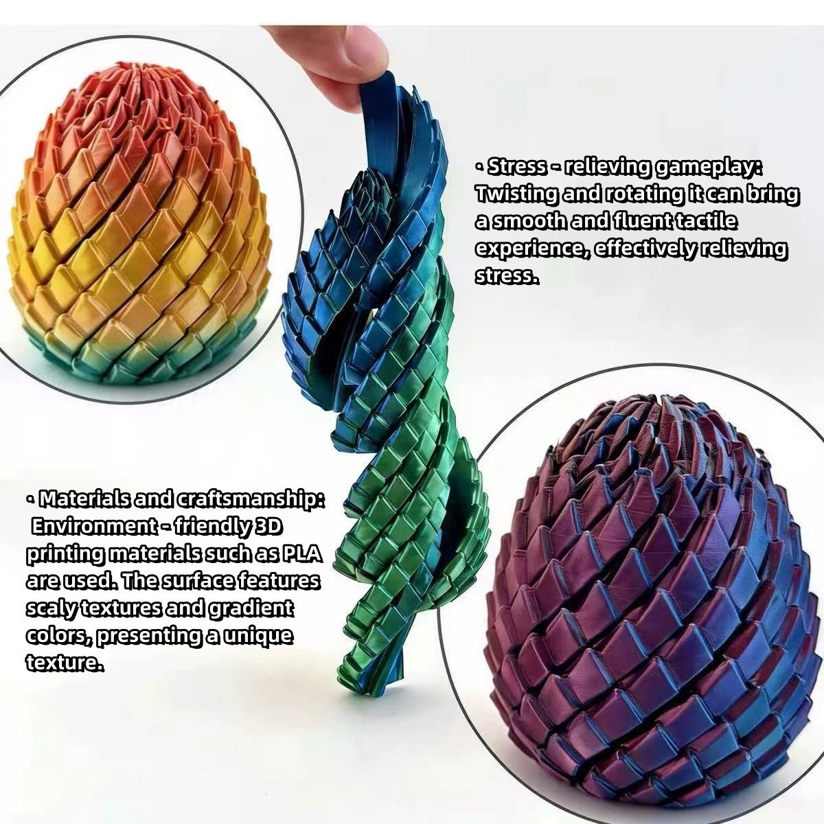 3D Printed Dragon Egg Transforming Ball Stress Relieving Toy for Kids & Adults Innovative Design Rotating Telescoping Fidget Gadget