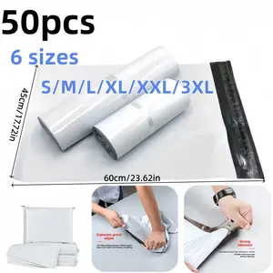 50 Mailing Bags, Durable and Strong, Reinforced Edges, 6 Sizes for Envelopes, Clothing Packaging, Shipping Services