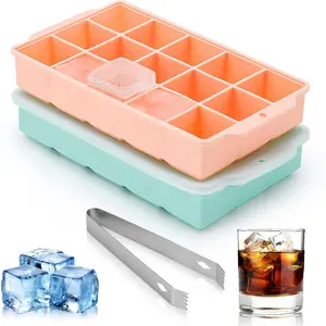 Ice Cube Tray, Ice Tray for Freezer with Lid, 2 Pack  Ice Cube Trays for Freezer with15 Flexible Easy Release Ice Trays