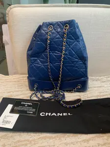 Pre-owned CHANEL Blue Gabrielle Backpack 24 Series / 2017 Two Tone Chain – 98% New with Dust Bag & Authenticity Card