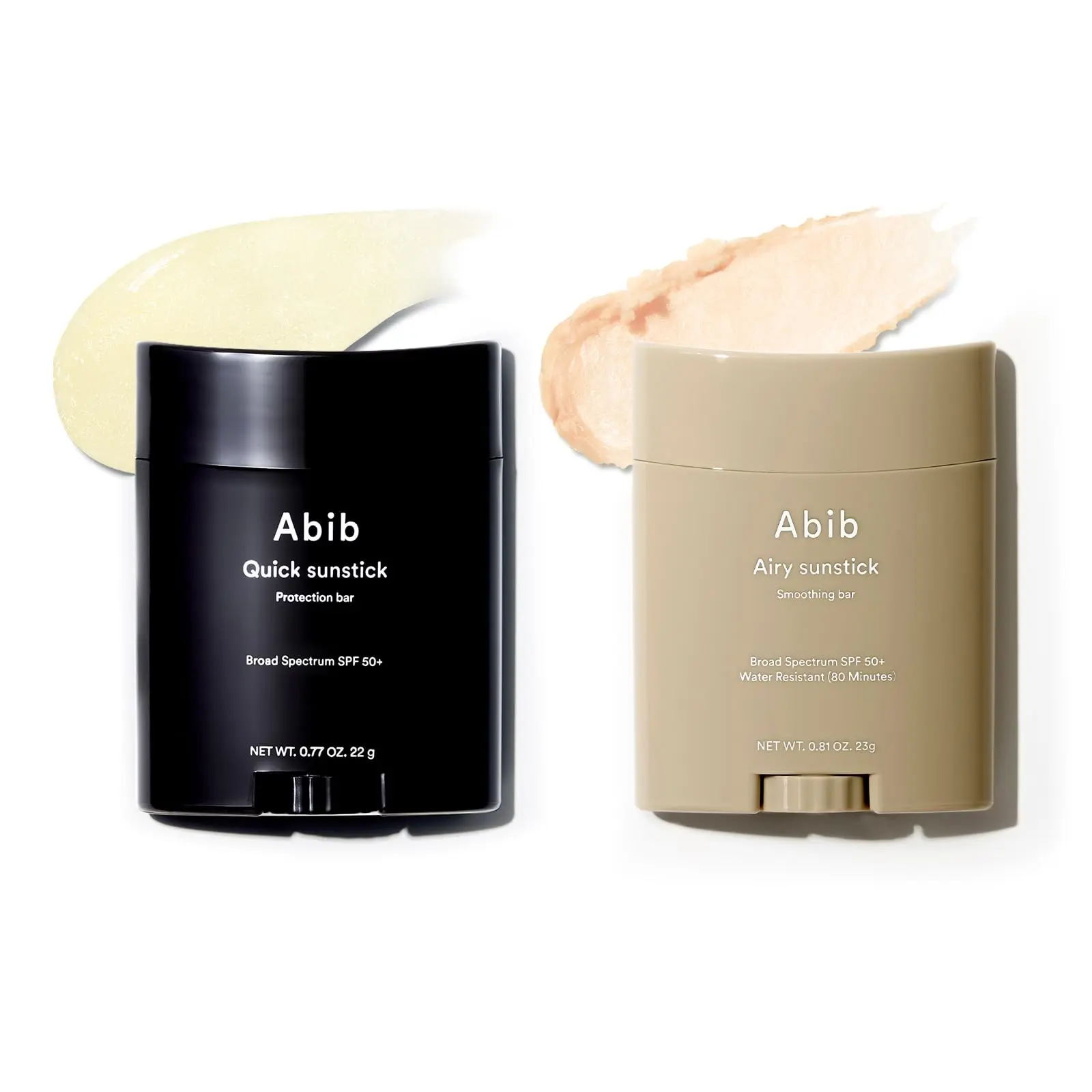 Abib Airy & Quick Sunstick DUO Broad Spectrum SPF50+ 1.58 oz / 45g (Semi-matte & Glowing) | Korean Suncreen Stick Suncare Sunblock, No Whitecast, Protector Solar Barra, Water resistant