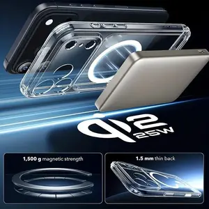 Transparent  Magnetic case for iphone 17 Air 16 15 14 Plus 13 12 11 Pro Max Magsafe Wireless Minimalist Design Charger Cover