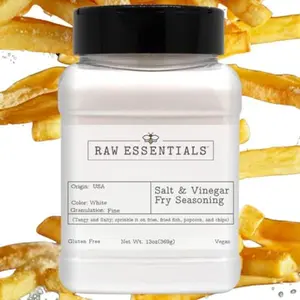 Raw Essentials Salt and Vinegar Fry Seasoning, Gourmet Fries Seasoning - Great on Fried Fish, Popcorn, and Chips - Tangy and Salty - Gluten Free and Vegan - 13 oz