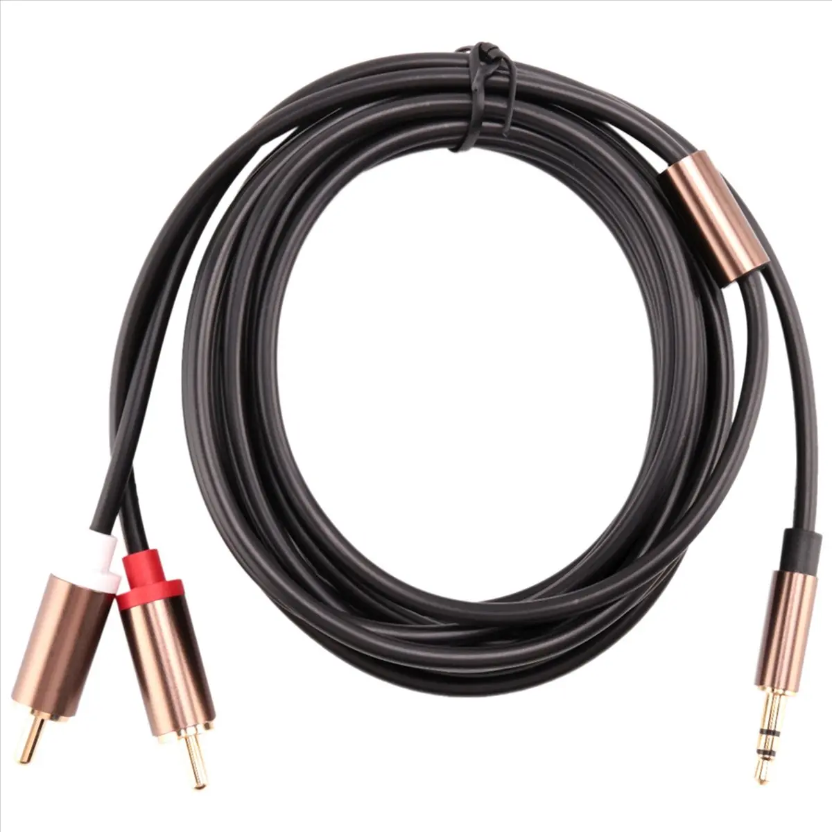 Durable Corrosion-Resistant Gold 3.5mm to 2 RCA Stereo Male-Male Audio Cable - 100cm Accessories for Tablet, DVD, 2-Speaker Setup Home Supplies Equipment