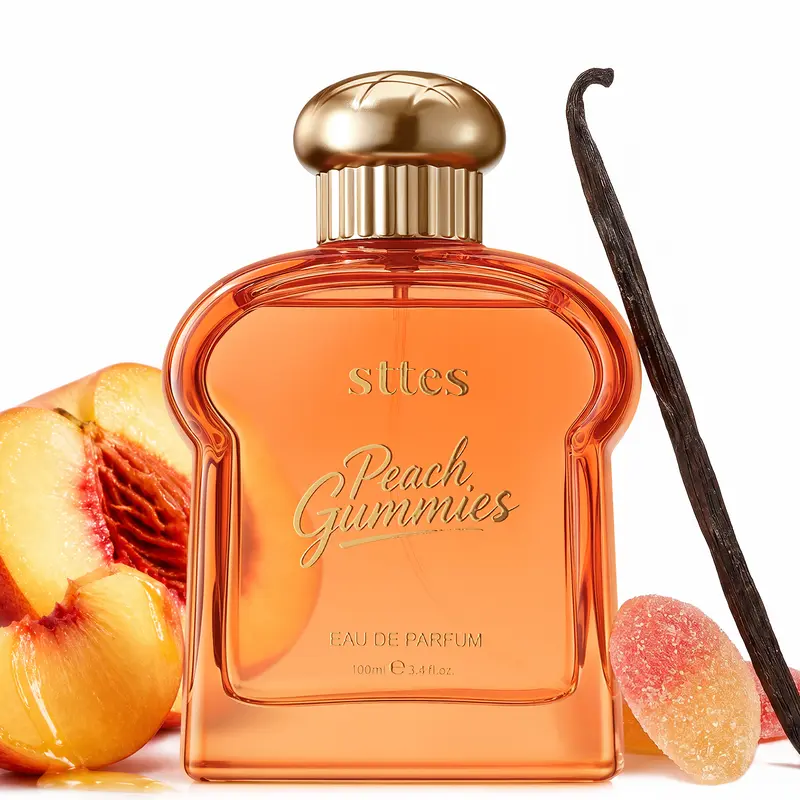 Sttes Perfume Peach Gummies Eau de Parfum, Long Lasting Women's Perfume with Sweet Peach Nectarine Vanilla Fruit Gummies & Jasmine Scent, Gourmand Fragrance Gift for Women, 100ml / 3.4 Fl Oz,back to school