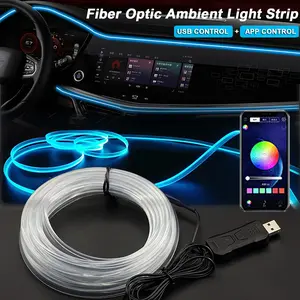 Car Interior Ambient LED Light Strip 3 Meter - Invisible USB Fiber Optic Atmosphere Lamp with APP Control