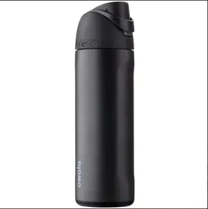 Owala FreeSip 32oz Black Stainless Steel Water Bottle, Insulated Straw Lid Travel Cup