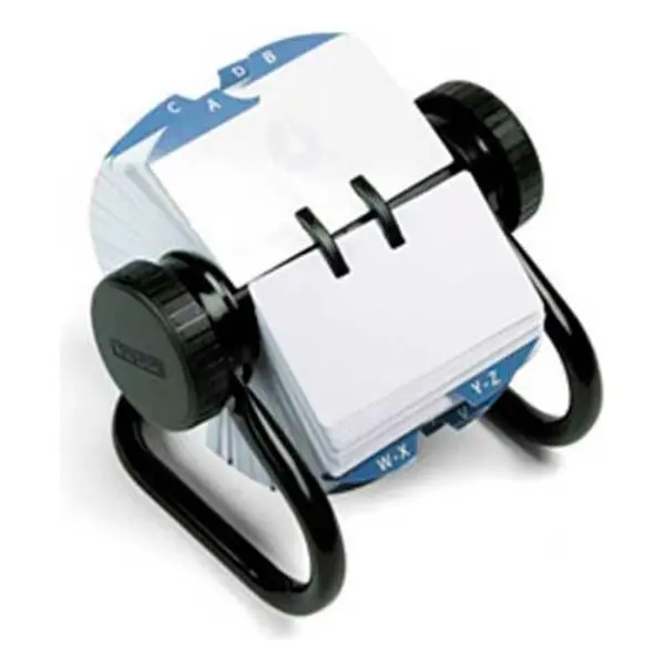 Eldon Office Products B48602 Open Rotary Card File - Black Compact Metal Desktop Organizer Storage Rotating Business Card Holder, Compact Metal Business Card Holders, Desktop Business Card Holders